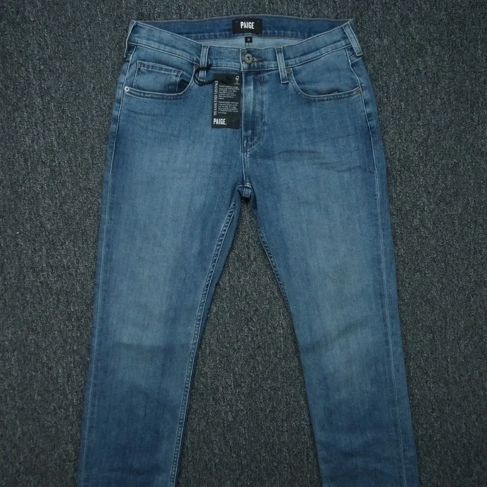 Paige Jeans Mens 30x34 Blue Federal 5 Pocket Straight Stretch Medium Wash NWT